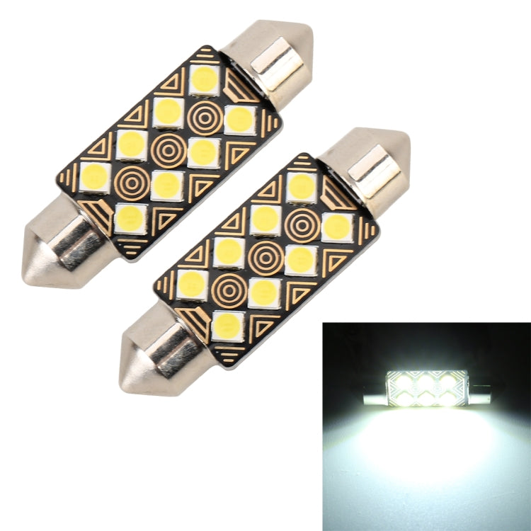 2 PCS 39mm DC12V / 1.5W / 6000K / 110LM 8LEDs SMD-3030 Car Reading Lamp Dome Light, with Decoder-Reluova