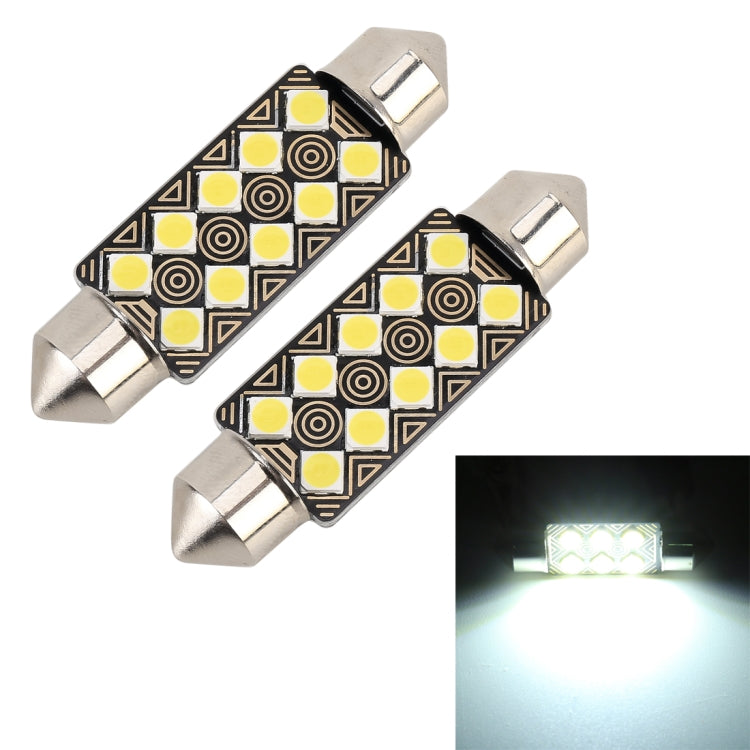 2 PCS 41mm DC12V / 1.5W / 6000K / 110LM 10LEDs SMD-3030 Car Reading Lamp Dome Light, with Decoder-Reluova