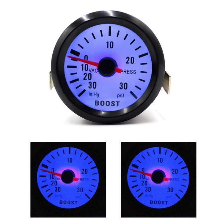 52mm 12V Universal Car Modified LED Blue Light Turbo Boost Gauge