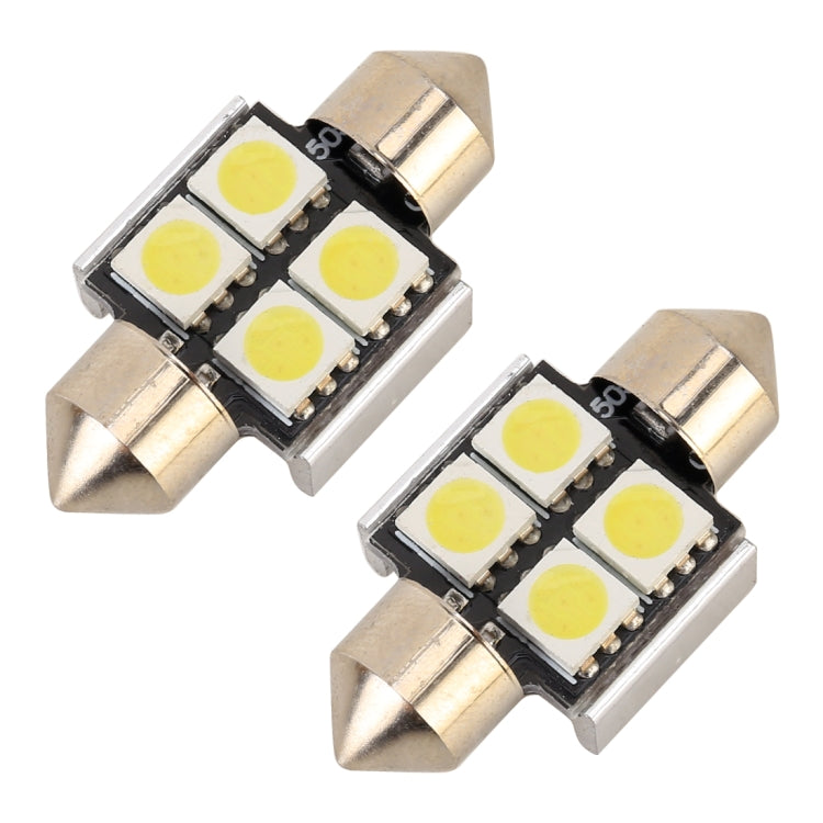 10 PCS 31mm DC12V / 2W / 7000K / 80LM 4LEDs SMD-5050 Car Reading Lamp