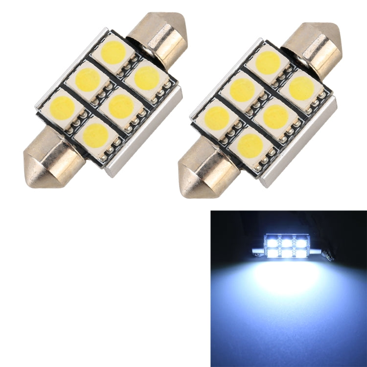 10 PCS 36mm DC12V / 2W / 7000K / 80LM 6LEDs SMD-5050 Car Reading Lamp