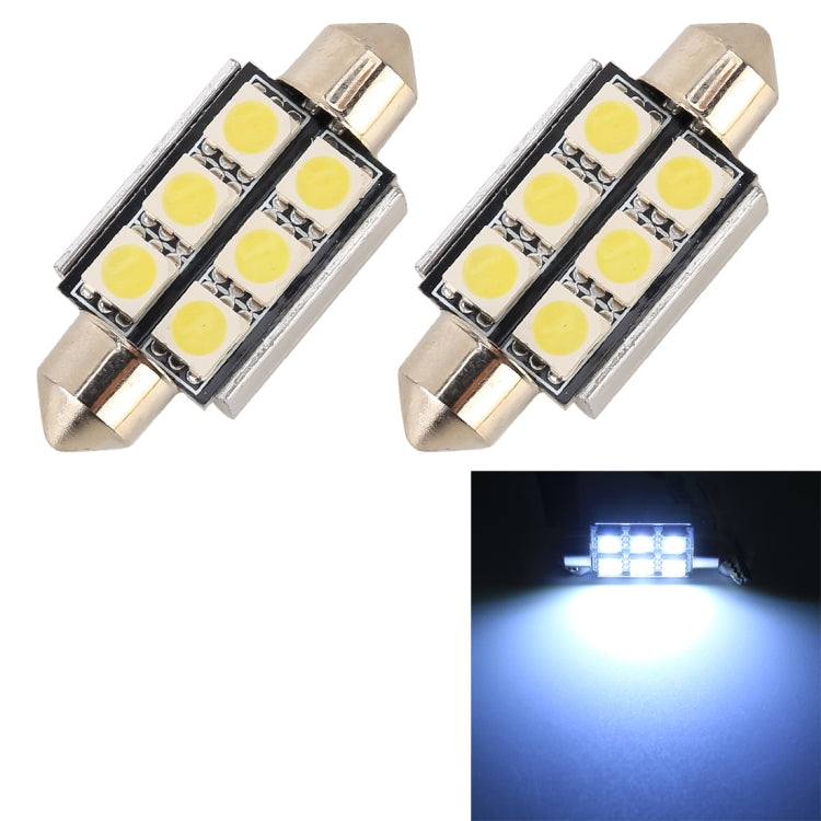 10 PCS 39mm DC12V / 2W / 7000K / 80LM 6LEDs SMD-5050 Car Reading Lamp