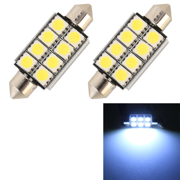 10 PCS 41mm DC12V / 2W / 7000K / 80LM 8LEDs SMD-5050 Car Reading Lamp