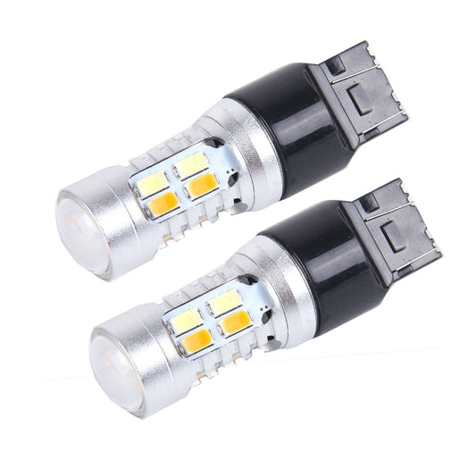 2 PCS T20/7443 10W 1000 LM 6000K White + Yellow Light Turn Signal Light with 20 SMD-5730-LED Lamps And Len. DC 12-24V-Reluova