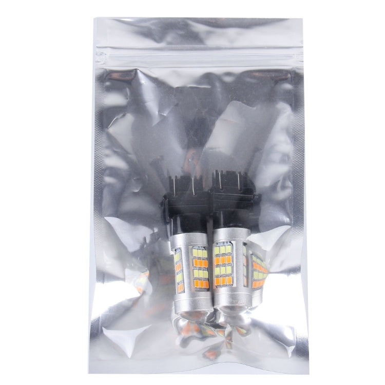 2 PCS T25/3157 10W 1000 LM 6000K White + Yellow Light Turn Signal Light with 42 SMD-2835-LED Lamps And Len. DC 12-24V-Reluova