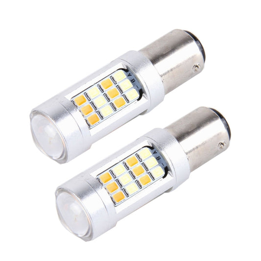 2 PCS 1157 10W 1000 LM 6000K White + Yellow Light Turn Signal Light with 42 SMD-2835-LED Lamps And Len. DC 12-24V-Reluova