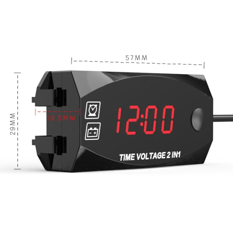 Motorcycle Multi-functional 2 in 1 Digital Display Voltmeter + Electronic Clock, 6-30V IP67 ÎҵÄÉ̵ê