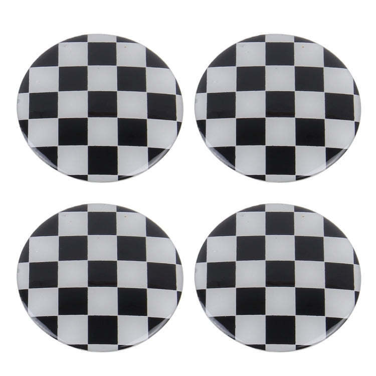 4 PCS White And Black Grid Metal Car Sticker Wheel Hub Caps Centre Cover Decoration ÎҵÄÉ̵ê