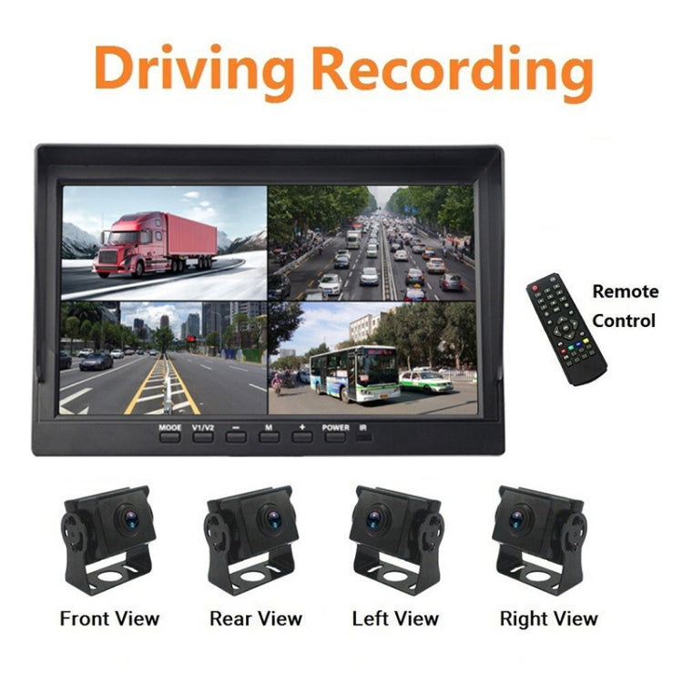 PZ612-4AHD IP67 120 Degree Car AHD 1080P 2 Megapixels 10 inch 4-Way Rearview Mirror Monitor, Night Vision Full Color, with Video Function