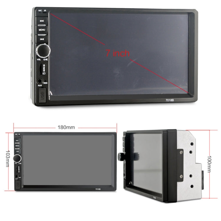 7018B 7.0 inch HD Touch Screen Dual DIN Car Radio Bluetooth Stereo MP3 / MP4 / MP5 Player with Remote Control, with Rearview Camera, 6800 Module, Support  FM / TF Card / USB Flash Disk