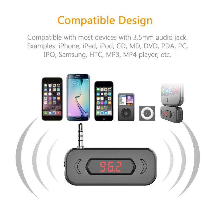 Doosl DSER116 Multifunctional Car FM Transmitter Wireless Music Receiver with 3.5mm Jack & LCD Display, Support Hands-free Call