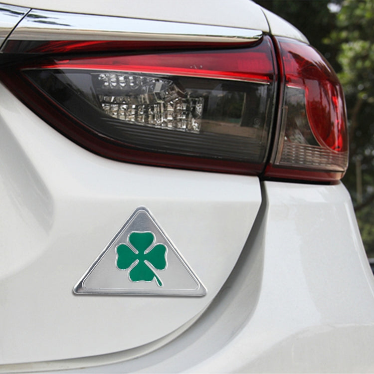 Four Leaf Clover Herb Luck Symbol Aluminum Slim Triangle Badge Emblem Labeling Sticker Styling Car Dashboard  Decoration ÎҵÄÉ̵ê