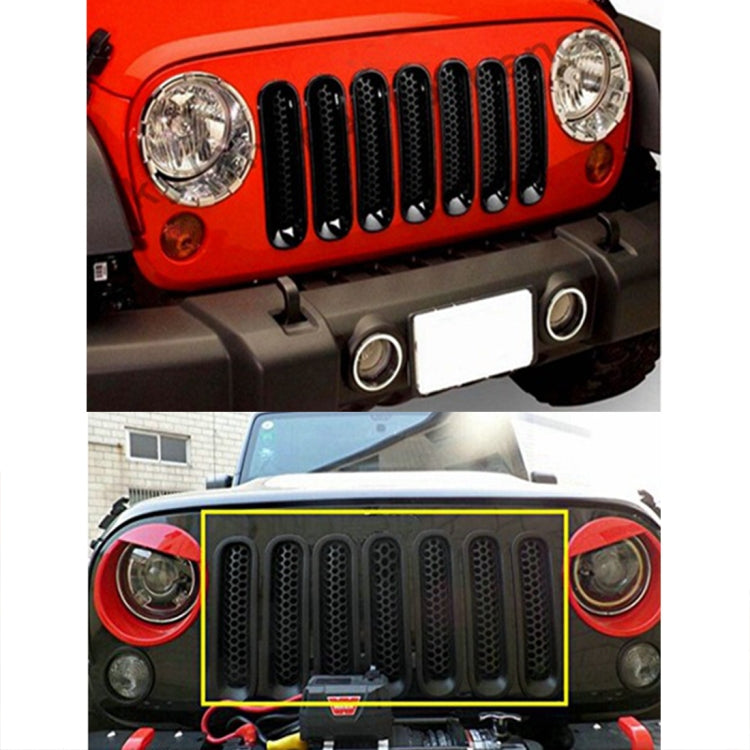 7 PCS Car Front Racing Front Grille Grid Insect Net for Jeep Wrangler JK 2007-2017