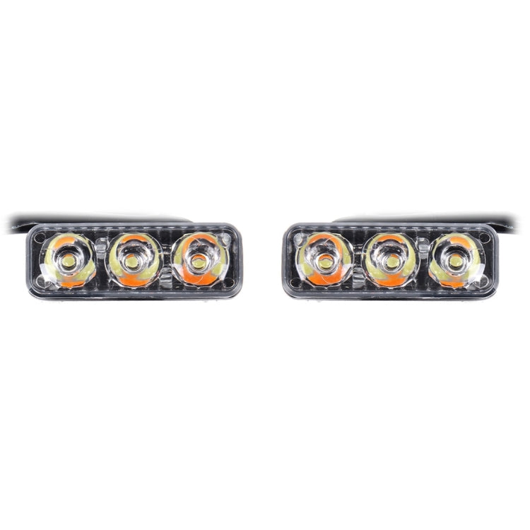 2 PCS DC 12V 6W 400 LM 6000K Tri Circular Car DRL&Turn Light(White Light + Yellow Light), Cable Length: 50cm