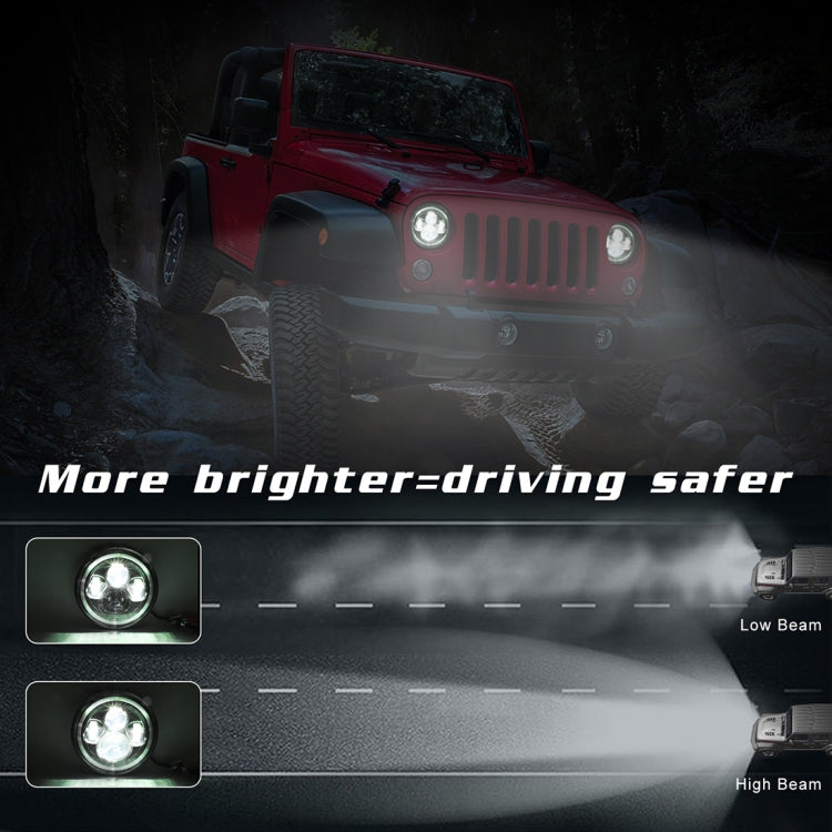 7 inch H4 / H13 DC 9V-30V 3000LM 6000K 30W IP67 4LED Lamp Beads Car Round Shape LED Headlight Lamps for Jeep Wrangler / Harley, with Angel Eye