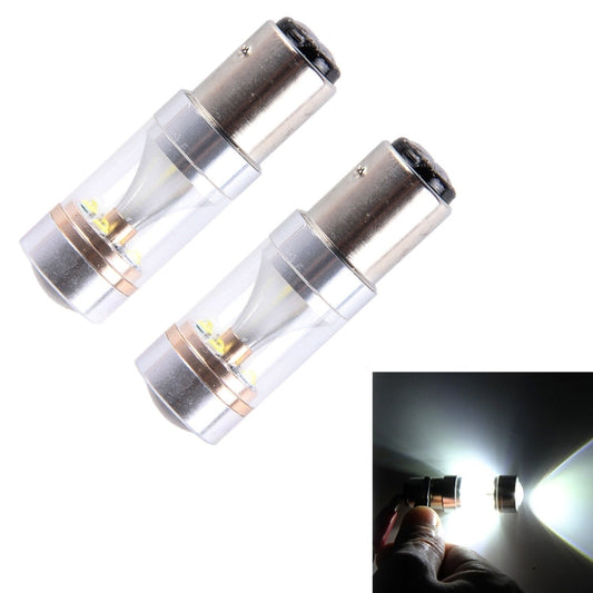 2 PCS 1157/BAY15D 30W 350 LM 6000K White Light 6 LED CREE Canbus Car Brake Light Bulb, DC 12V-Reluova