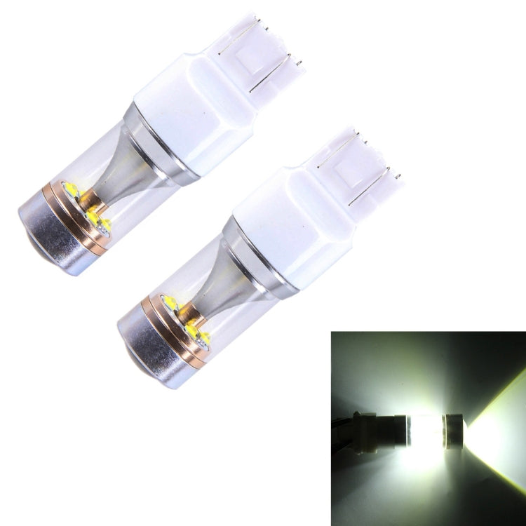 2 PCS T20/7443 350 LM 6000K Dual Wires 30W White Light 6 LED CREE Canbus Car Brake Light Bulb, DC 12V-Reluova