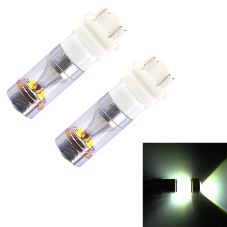 2 PCS T25/3157 Dual Wires 2300 LM 6000K 30W White Light 6 LED CREE Canbus Car Brake Light Bulb, DC 12V-Reluova