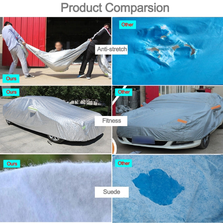 Aluminum Film PEVA Cotton Wool Anti-Dust Waterproof Sunproof Anti-frozen Anti-scratch Heat Dissipation SUV Car Cover with Warning Strips, Fits Cars up to 4.8m(187 inch) in Length ÎҵÄÉ̵ê