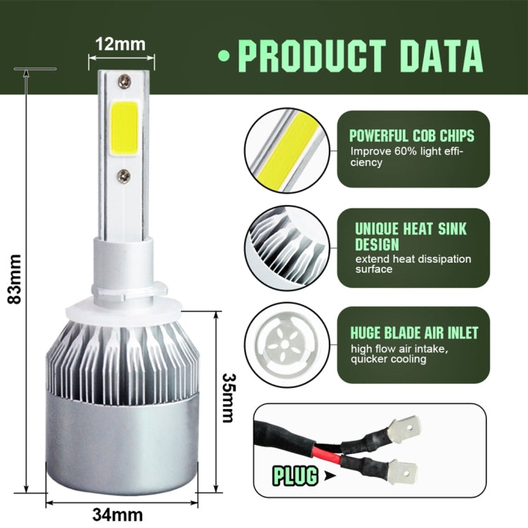 2pcs 880/881 18W 1800LM 6000K Waterproof IP68 Car Auto LED Headlight with 2 COB LED Lamps, DC 9-36V ÎҵÄÉ̵ê