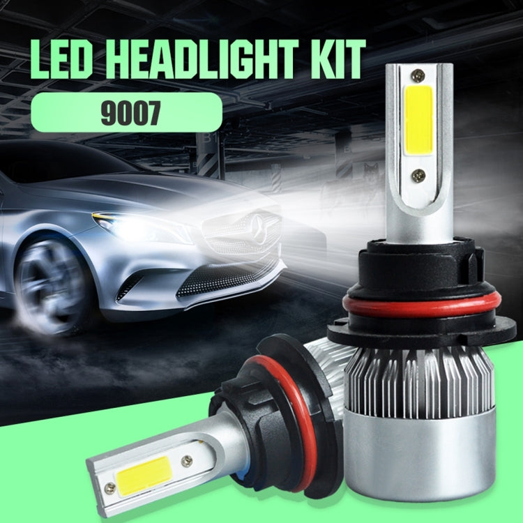 2pcs 9007 18W 1800LM 6000K Waterproof IP68 Car Auto LED Headlight with 2 COB LED Lamps, DC 9-36V