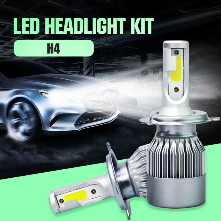 2pcs H4 18W 1800LM 6000K Waterproof IP68 Car Auto LED Headlight with 2 COB LED Lamps, DC 9-36V