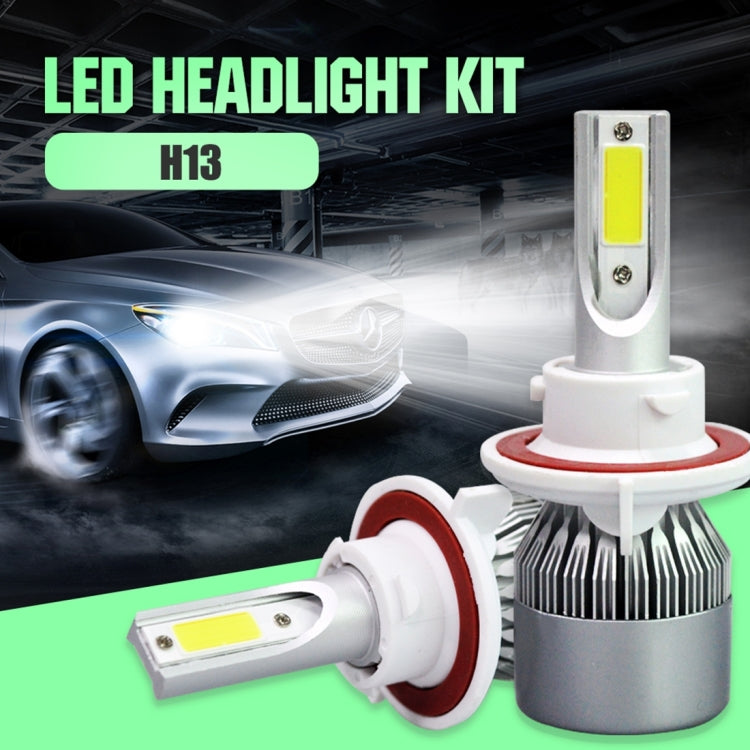 2pcs H13 18W 1800LM 6000K Waterproof IP68 Car Auto LED Headlight with 2 COB LED Lamps, DC 9-36V