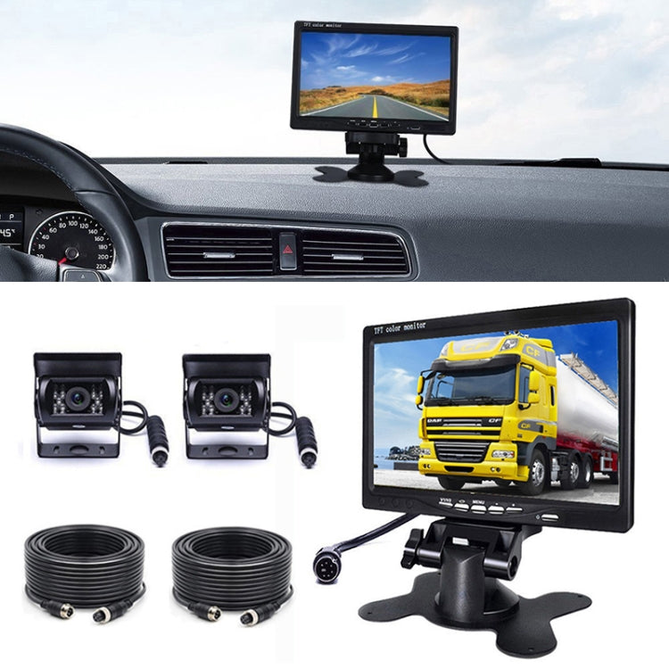 F0505 7 inch HD Car Dual Camera Rearview Mirror Monitor, with 2 x 10m Cable