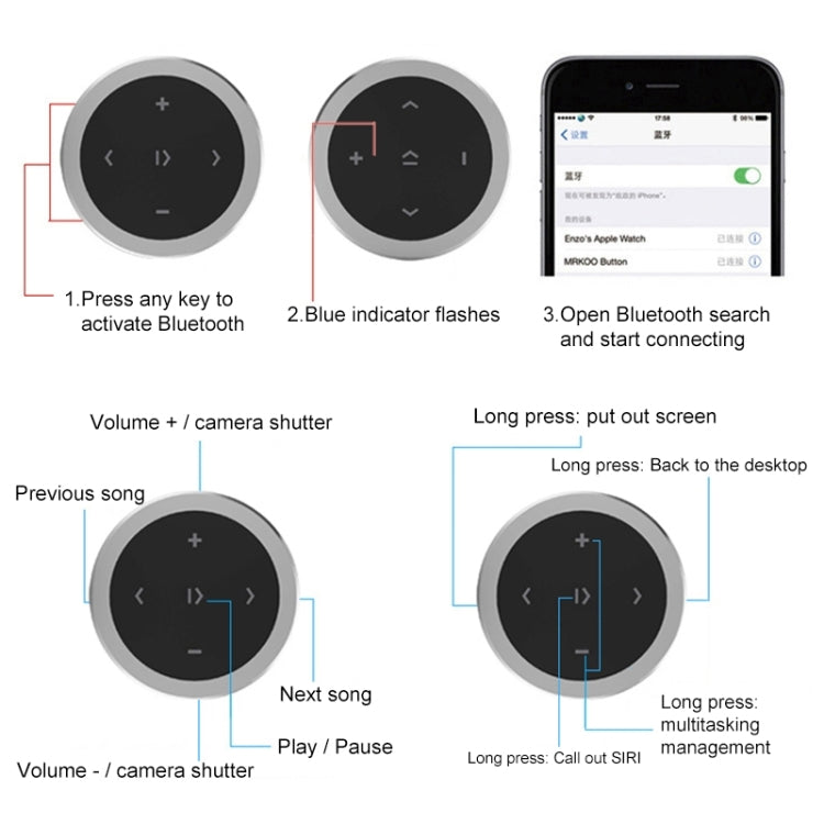 Car Wireless Bluetooth Controller Mobile Phone Multimedia Multi-functional Steering Wheel Remote Controller with Holder ÎҵÄÉ̵ê