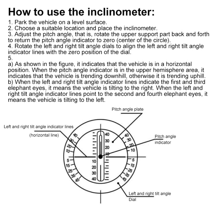 Angle Slope Tilt Indicator Level Meter Slopemeter Finder Tool Car Vehicle Inclinometer Gauge