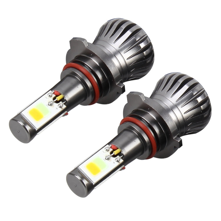 2 PCS 9006 HB4 6W 400LM Car LED Three-side COB Chips Fog Light Lamp Replacement, (White Light+Yellow Light)