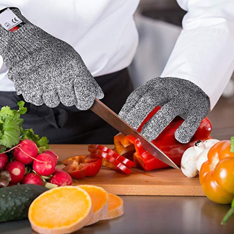 A Pair Cut-resistant Gardening Gloves HPPE Food-grade 5-Level Anti-cutting Anti-wear Safety Working Gloves, Size: M, Length: 22cm