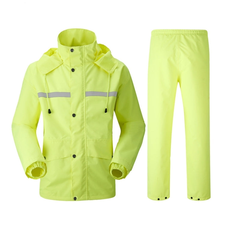 Durable Reflective Motorcycle Split Raincoat Pants Riding Bicycle Electric Bike Windproof Waterproof Rain Wear for Adult, Size: 2XL(Fluorescent Yellow)