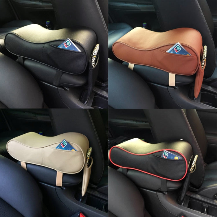 Universal Car PU Leather and Memory Foam Wrapped Armrest Box Car Armrest Box Mat with Phone Holder Storage Bag & Card Slot