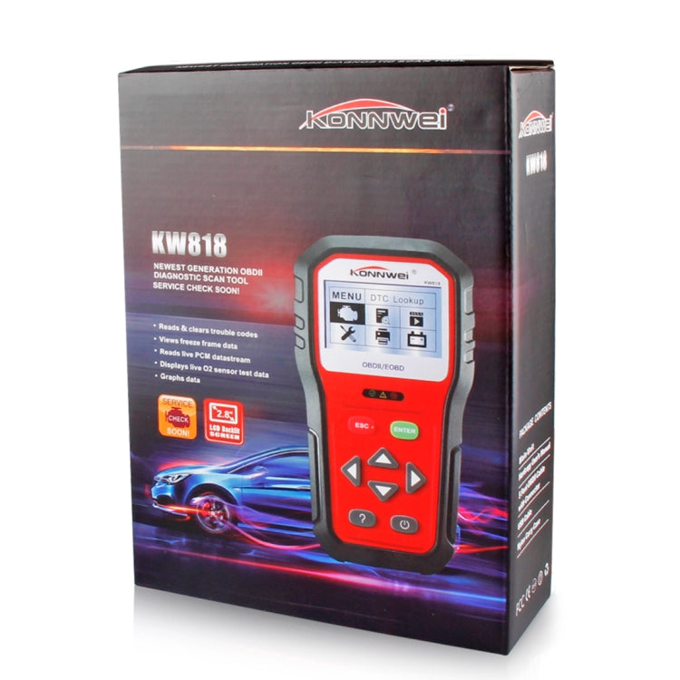 KONNWEI KW818 EOBD / OBDII Car Auto Diagnostic Scan Tools CAN Code Reader Scanner (Only for 12V Gasoline Car)