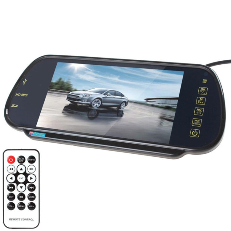 PZ-710 7.0 inch TFT LCD Car Rearview Mirror Monitor with Remote Control, Support Bluetooth / MP5 Player