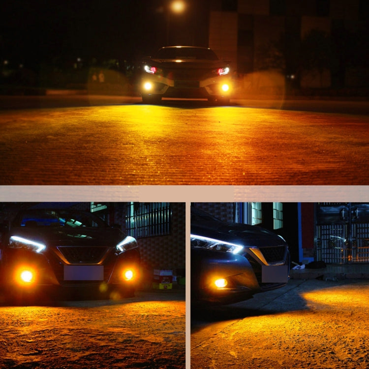 2 PCS H4 DC 12V 5W 350LM Auto Car Fog Lights with 16 SMD-3030 LED Bulbs, White + Yellow Light