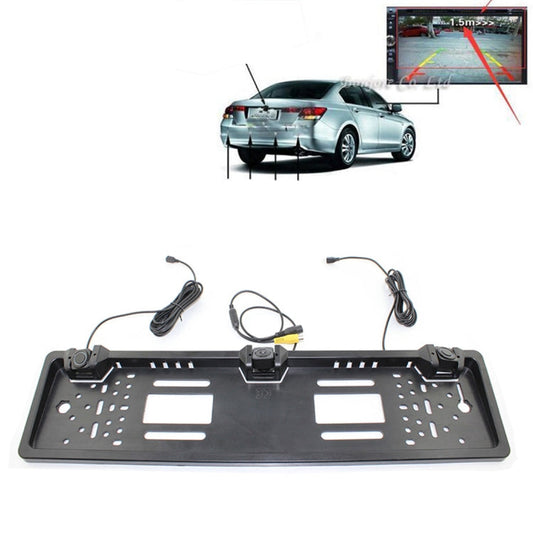 PZ600-L Europe Car License Plate Frame Rear View Camera Visual Rear View Parking System with 2 Reversing Radar Detector