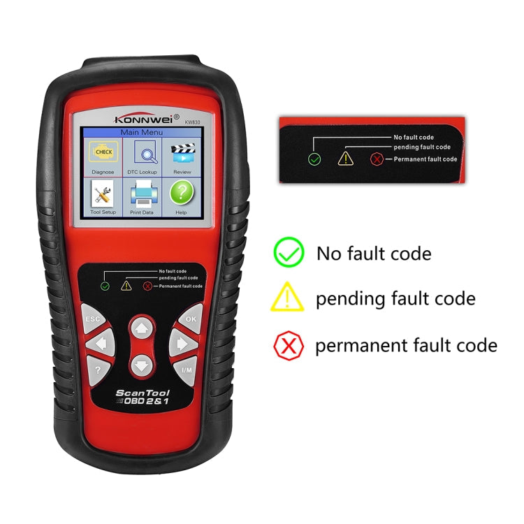 KONNWEI KW830 OBDII / CAN Car Auto Diagnostic Scan Tools  Auto Scan Adapter Scan Tool  Supports 8 Languages and 6 Protocols (Can Also Detect Battery and Voltage, Only Detect 12V Gasoline Car)