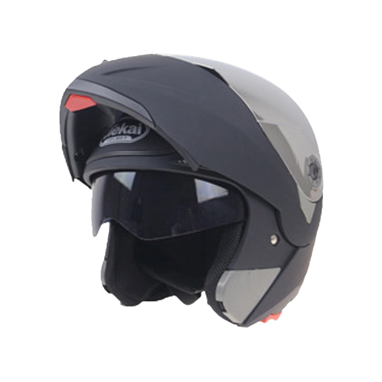 JIEKAI 105 Full Face Helmet Electromobile Motorcycle Double Lens Protective Helmet, Size: M (Matte Black+Silver)