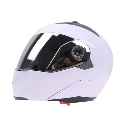 JIEKAI 105 Full Face Helmet Electromobile Motorcycle Double Lens Protective Helmet, Size: XL (White+Silver)