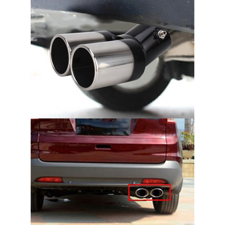 Universal Car Styling Stainless Steel Curved Double Outlets Exhaust Tail Muffler Tip Pipe