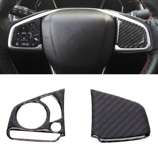 2 in 1 Carbon Fiber Steering Wheel Button Trim Interior DIY Sticker for Honda Civic 10th Gen 2016-2019(General)-Reluova