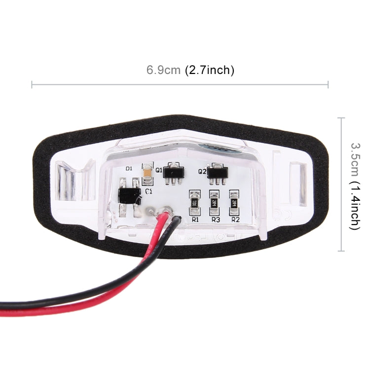 2 PCS DC 12V 2W 120LM 6000K LED License Plate Light 18-SMD Bulbs Lamps for Honda Civic VII4/5D 01-05, VIII 06-17, City 4D 03-09, Lengend 99-04