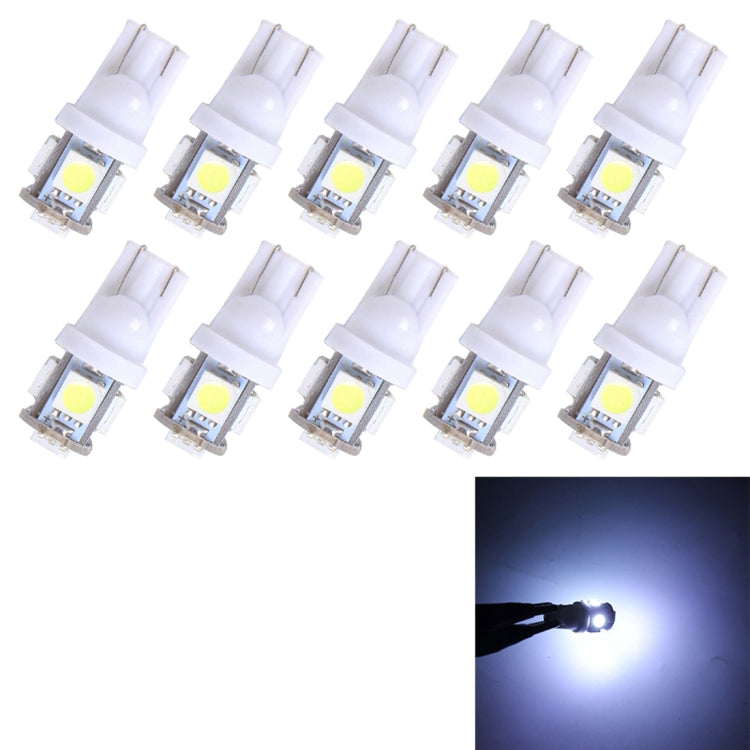 10PCS T10 3W 5500K SMD 5050 5 LED Car Clearance Lights Lamp, DC 12V