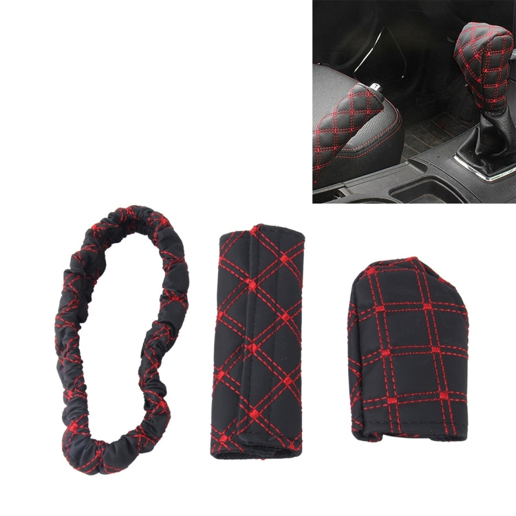 3 PCS Car Hand Brake Cover Shift Knob Gear Stick Cushion Sets Rear View Mirror Sets Cover Car Accessory Interior Decoration Pad ÎҵÄÉ̵ê