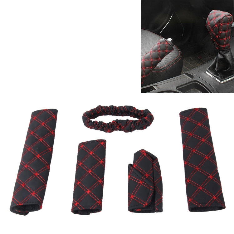 5 PCS Car Hand Brake Cover Shift Knob Gear Stick Cushion Sets Rear View Mirror Sets Cover Car Accessory Interior Decoration Pad ÎҵÄÉ̵ê