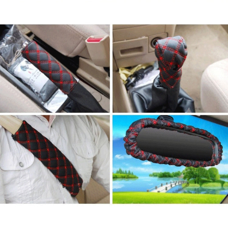 5 PCS Car Hand Brake Cover Shift Knob Gear Stick Cushion Sets Rear View Mirror Sets Cover Car Accessory Interior Decoration Pad ÎҵÄÉ̵ê