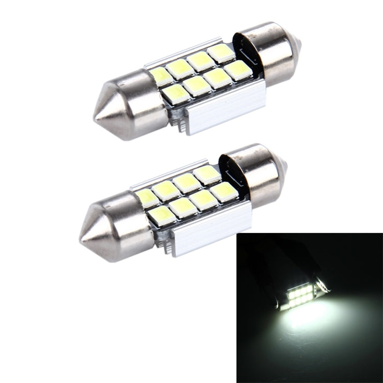 2 PCS 3W 200 LM 6000K 31MM 8 SMD-2835 LEDs Bicuspid Port Decoding Car Dome Lamp LED Reading Light, DC 12V-Reluova