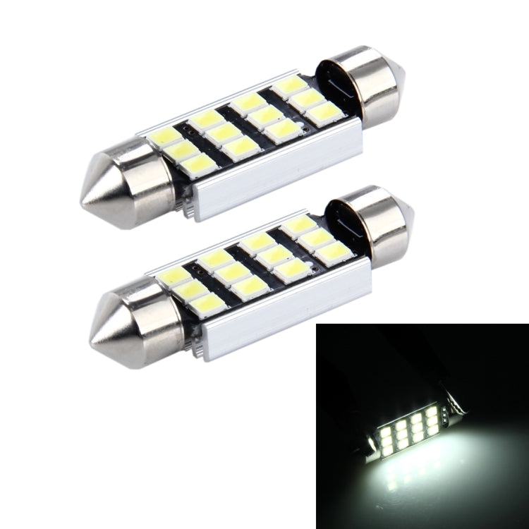 2 PCS 3.5W 250 LM 6000K 39MM 12 SMD-2835 LEDs Bicuspid Port Decoding Car Dome Lamp LED Reading Light, DC 12V-Reluova